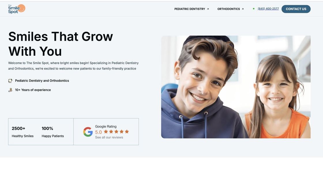 The Smile Spot homepage before the rebuild